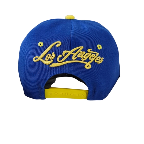 Men's Los Angeles Snapback Hat – Blue & Yellow Premium Cap with Football Graphic - Picture 7 of 11